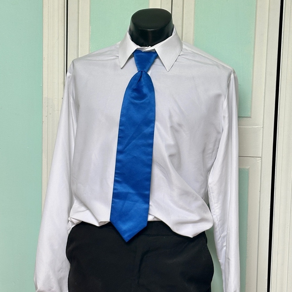 Royal Blue Sapphire Tie Wedding Prom Tuxedo Pre Tied clip adjustable